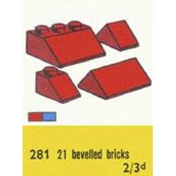 1 x 2 and 3 x 2 Sloping Bricks, Red, zdjęcie 1