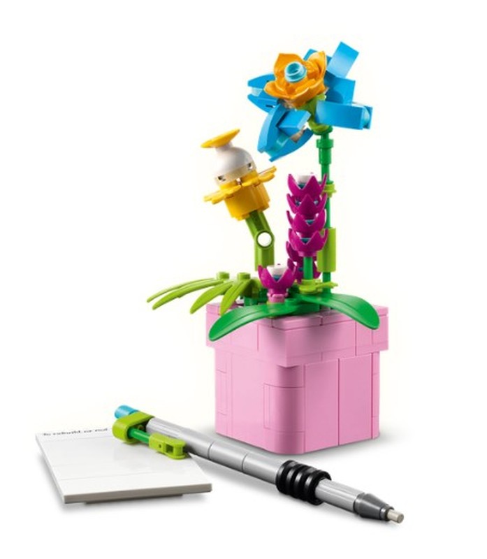 Flowerpot, Pen, and Notebook