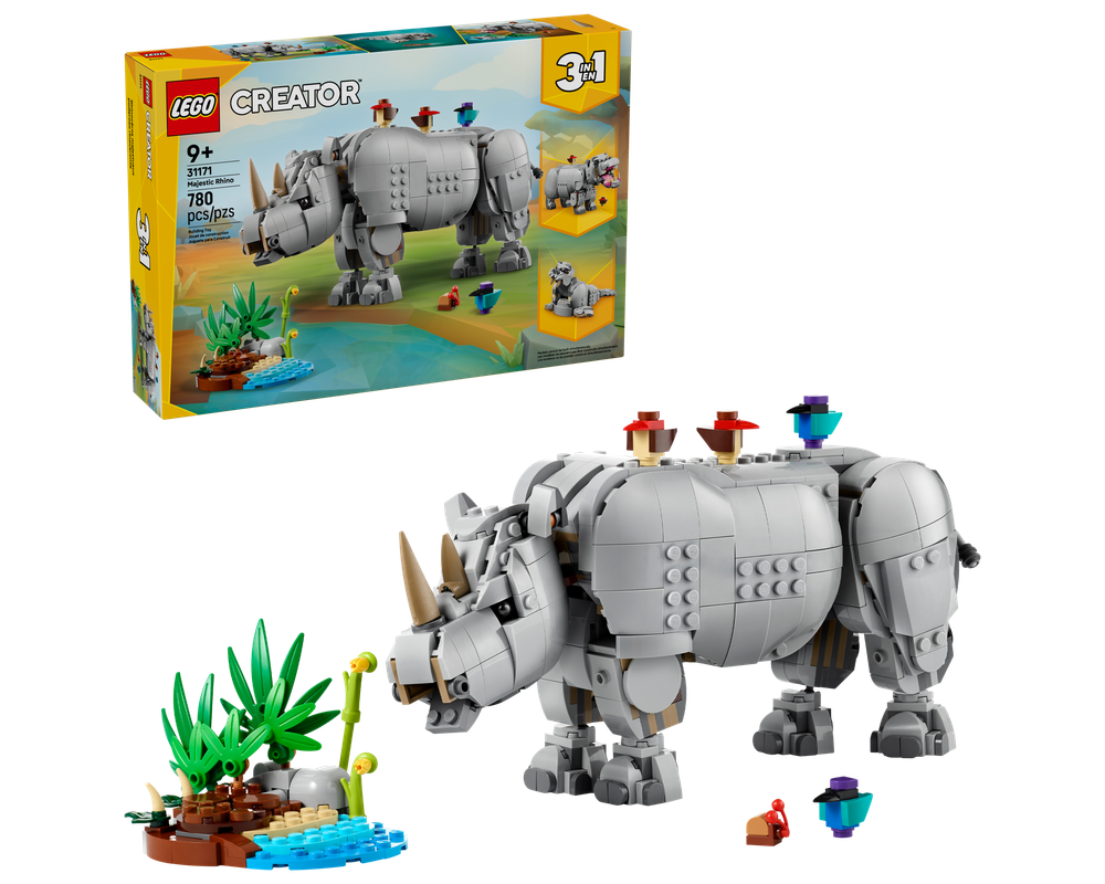 LEGO Set 31171-1 Wild Animals: Majestic Rhino with Birds (2025