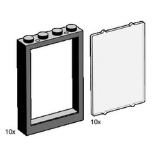 1 x 4 x 5 Black Window Frames with Clear Panes (set 3448-1)