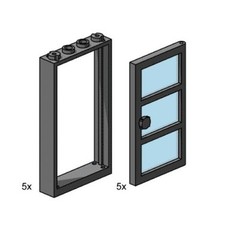 1 x 4 x 6 Black Door Frame with Transparent Blue Panes (set 3449-1)