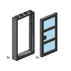 1 x 4 x 6 Black Door Frame with Transparent Blue Panes