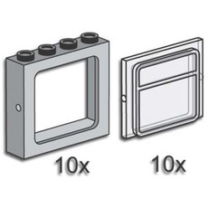 Gray Windows with Clear Panes (set 3733-1)