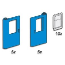 Blue Train Doors with Panes (set 3736-1)