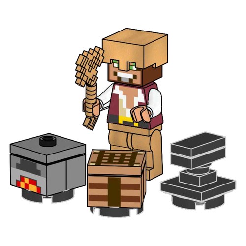 Hero with Crafting table, Furnace and Anvil