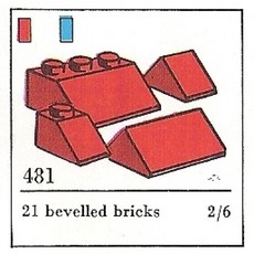Slopes and Slopes Double 2 x 3 and 2 x 1, Red (The Building Toy) (set 481-3)