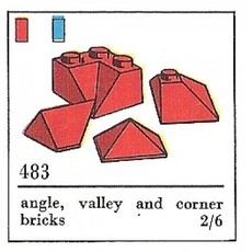 Angle, Valley and Corner Slopes, Red (The Building Toy) (set 483-4)