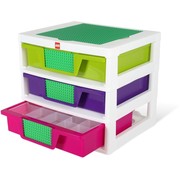 3-Drawer Storage (White - Lime/Purple/Dark Pink)