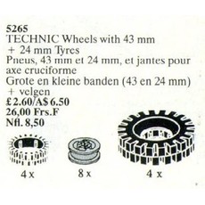 Large Tires and Wheels / TECHNIC Wheels with 43 mm + 24 mm Tyres (set 5265-1)