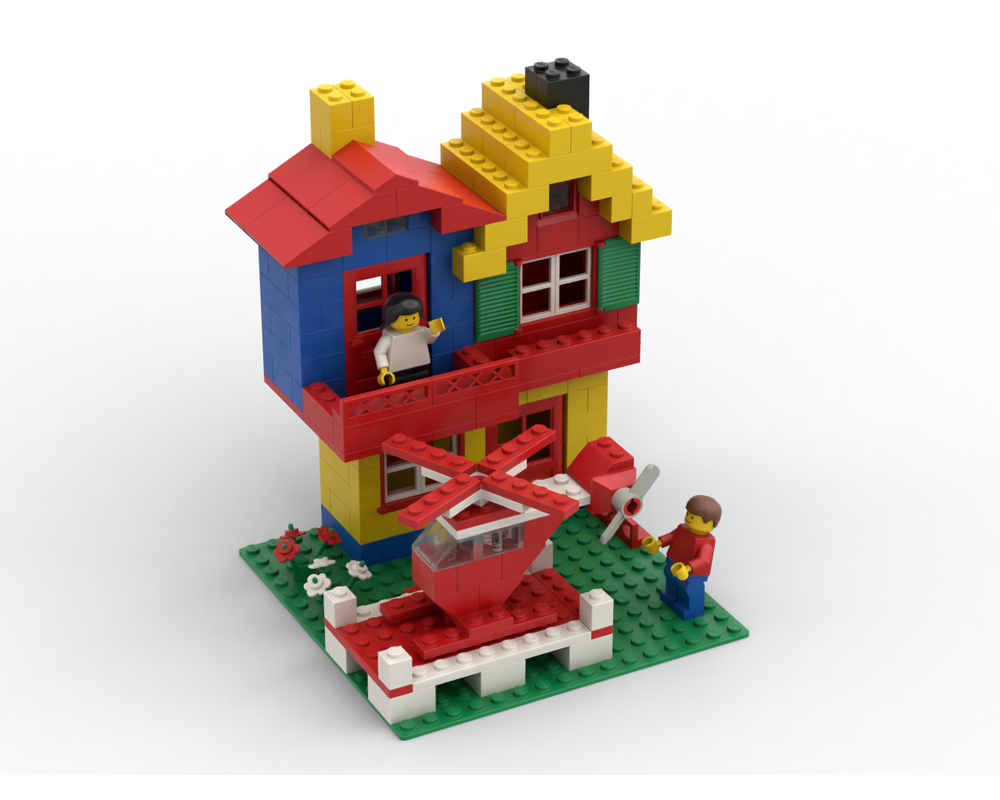 Lego Set 537-1-c9 House With Helicopter (1987 Universal Building Set 