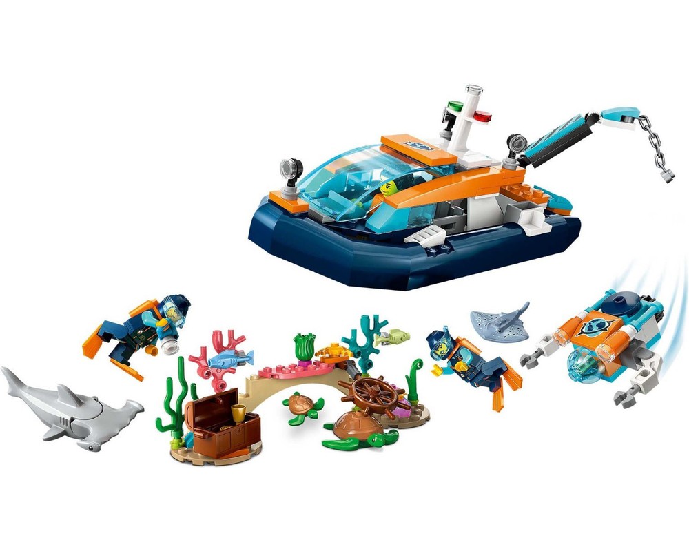 LEGO Set 60377-1 Explorer Diving Boat (2023 City) | Rebrickable - Build ...