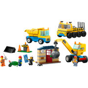 Construction Trucks and Wrecking Ball Crane