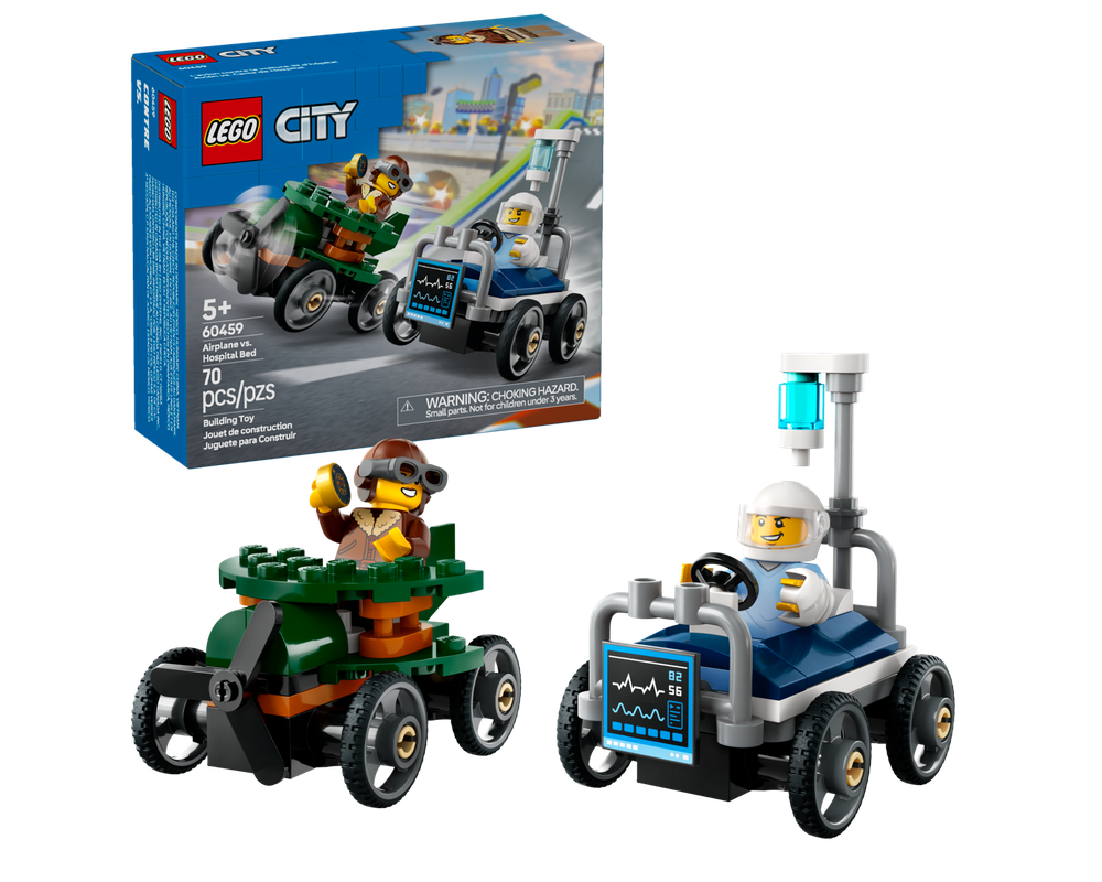 LEGO Set 60459-1 Airplane vs. Hospital Bed Race Car Pack (2025
