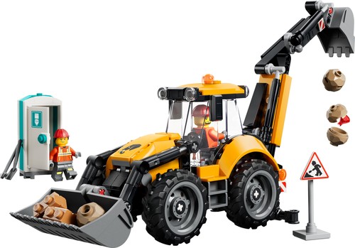 Yellow Backhoe Loader