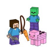 Steve, Zombie and Pig