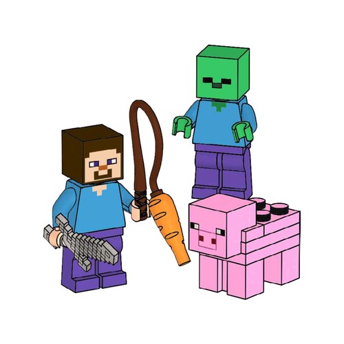 Steve, Zombie and Pig