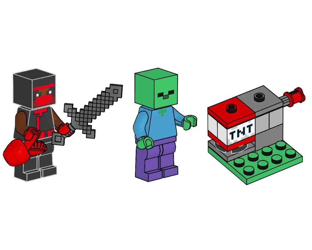 LEGO Set 662304-1 Ninja, Zombie and TNT Launcher (2023 Minecraft 