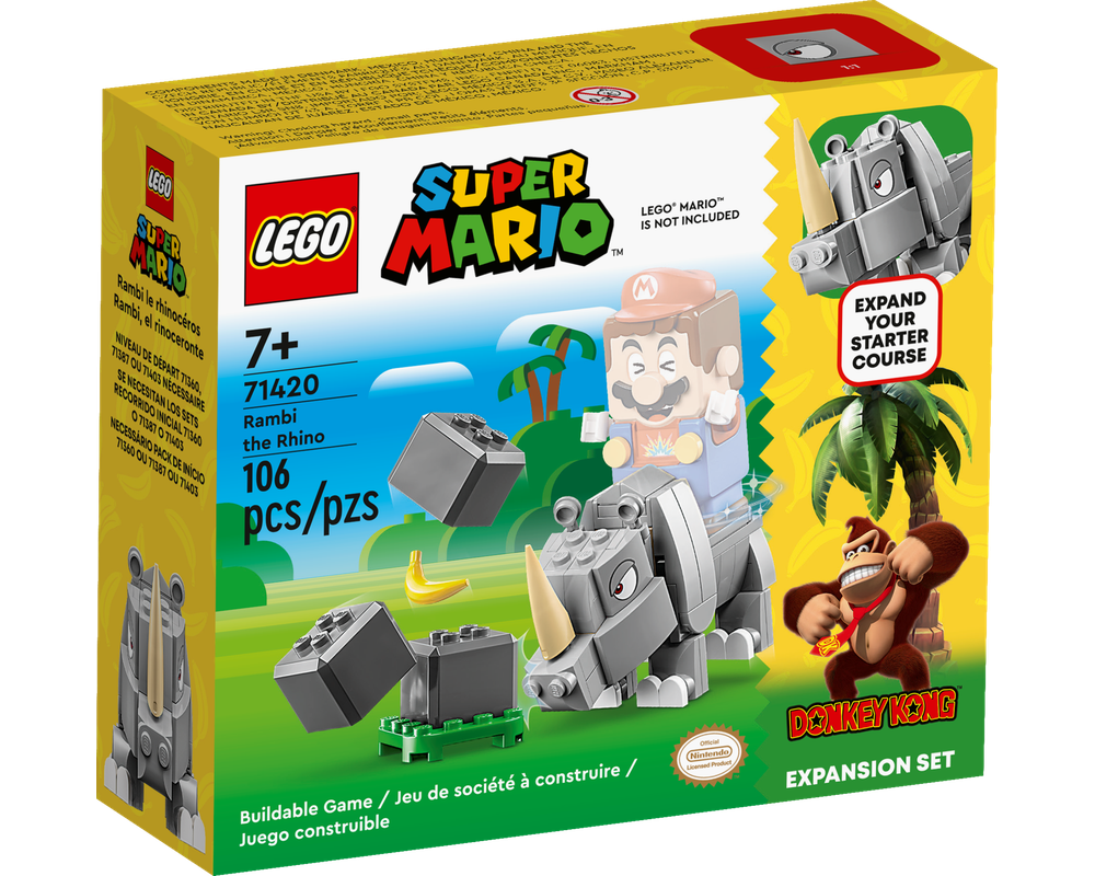 LEGO Set 71420-1 Rambi the Rhino Expansion Set (2023 Super Mario ...