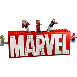 Logo MARVEL z minifigurkami