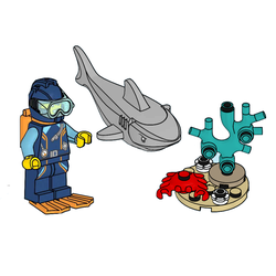 Diver, Shark and Crab