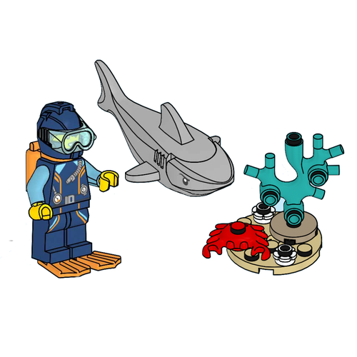 Diver, Shark and Crab