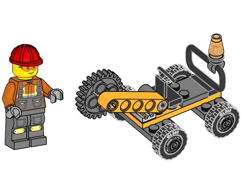 Construction Worker with Rotary Cutter