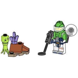 Astronaut with Alien and Crystal