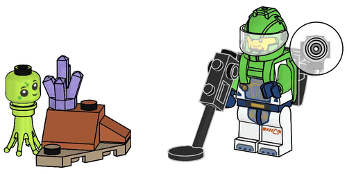 Astronaut with Alien and Crystal