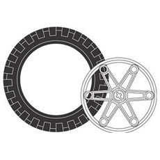 Large Tire and Hub (2 tires 2 hubs) (set 970047-1)
