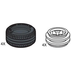Small Lawn Tire & Hub (4 tires 4 hubs) (set 970112-1)