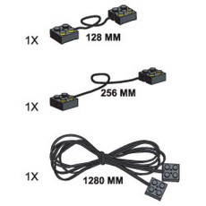 9-Volt Connecting Leads (One each of 128mm 256 mm 1280 mm) (set 970654-1)