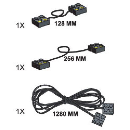 9-Volt Connecting Leads (One each of 128mm 256 mm 1280 mm)