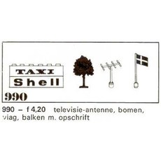 Trees and Signs (1969 version with old style trees and 3 bricks) (set 990-2)