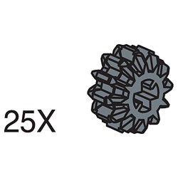 12-Tooth Black Double Conical Wheels (Pack of 25)