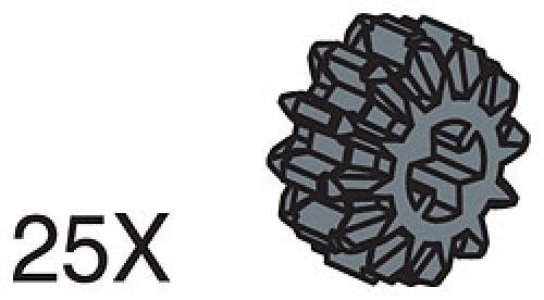 12-Tooth Black Double Conical Wheels (Pack of 25)