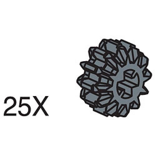 12-Tooth Black Double Conical Wheels (Pack of 25)