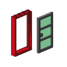 Red Frame, Black Door, Green Pane (set B003-1)