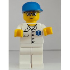 Doctor, White Shirt with Star of Life Logo, Blue Cap, Glasses (fig-000077)