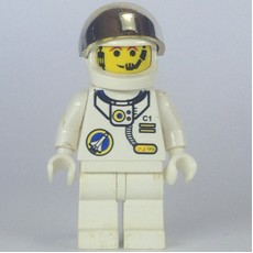 Astronaut, White, White Hips, Helmet with Large Chrome Gold Visor, Headset (fig-000079)