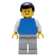 Blue Torso, Light Grey Legs, Black Hair (fig-000084)