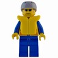 Coast Guard, Yellow Jacket with Zipper, Radio and Badge, Light Bluish Gray Helmet, Yellow Life Vest, Sunglasses