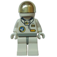 Astronaut, White, Light Gray Hips, Helmet with Large Chrome Gold Visor, Headset (fig-000103)