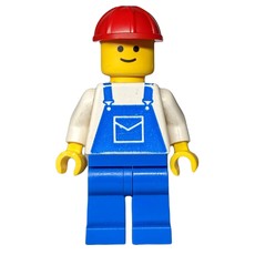 Construction Worker, Blue Overalls, Red Hard Hat (fig-000127)