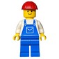 Construction Worker, Blue Overalls, Red Hard Hat