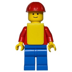 Construction Worker, Red Torso, Blue Legs, Red Hard Hat, Yellow Vest (fig-000134)