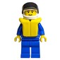 Racer, Blue Jumpsuit with Octan Logo, White Helmet with Visor, Yellow Life Vest