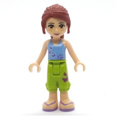 Mia - Medium Blue Top, Lime Shorts (fig-000179)