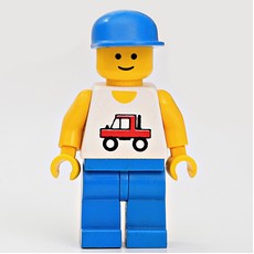 Man, White Vest with Truck, Blue Legs, Blue Cap (3626a Head) (fig-000183)