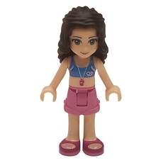 Emma - Medium Blue Crop Top, Dark Pink Shorts (fig-000199)