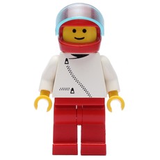 Man, White Jacket with Zipper, Red Legs, Red Helmet with Visor (fig-000205)